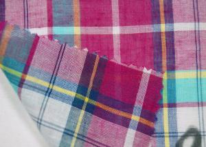 China Thin Tulle Cotton Yarn Dyed  Fabric Excellent Color Fastness With Grid Pattern on sale
