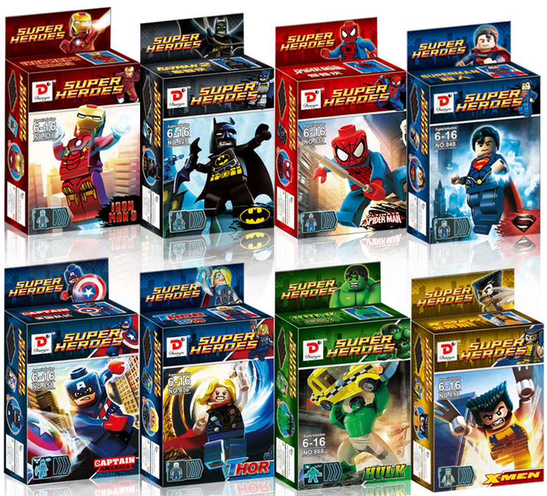 superhero mini figures building blocks