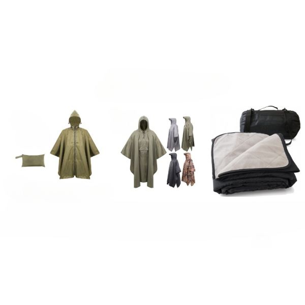 Olive Green OXFORD Fabric Heavy Duty Rain Poncho Comfortable Rainwear