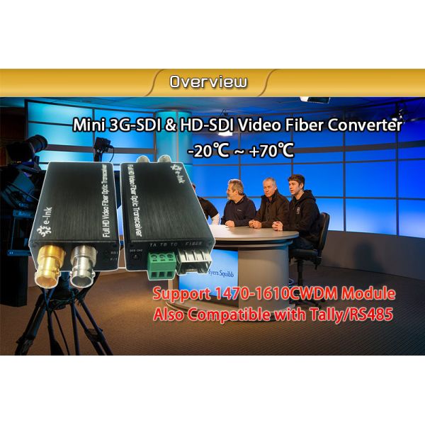 Mini 3G/HD-SDI to Fiber Converter Extender with Tally function or RS485 Data
