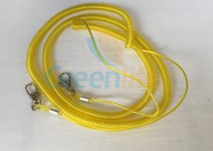 China 10M Strap Coiled Fishing Rod Lanyard Yellow Color With Snap Clip Each End factory