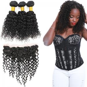100 Unprocessed Virgin Malaysian Hair 3 Bundles Water Wave With Lace Frontal