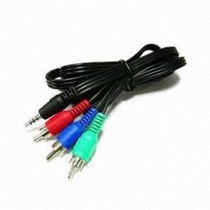 China AV Cable, 3.5mm 4 Cores Stereo to 3 RCA Plugs factory