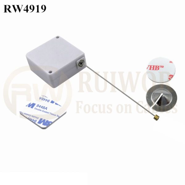 RW4919 Square Ratcheting Retractable Tether Plus Pause Function And Dia 22mm Circular Sticky Metal Plate