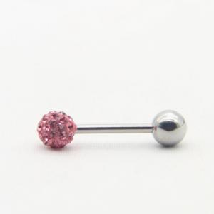 China Exposy Gems Ball 14mm Long Tongue Ring Bars 14 Gauge 316 Stainless Steel factory