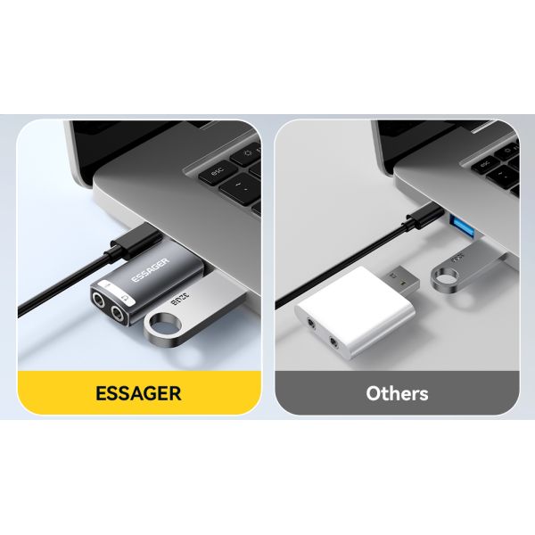 ESSAGER ES-OTG21 USB A To 3.5mm Aux Jack Audio Adapter Support Sound Card