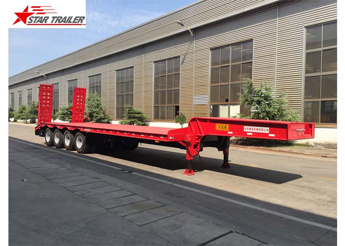 Easy Operate Extendable Drop Deck Trailer, Extendable Lowboy Trailer With Fixed Landing Leg