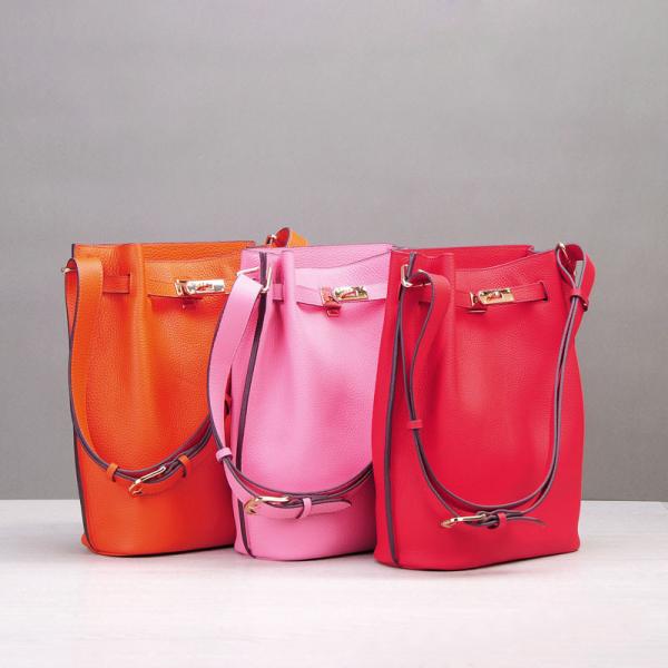China high quality women bucket bag fashion designer bags cow hide handbags famous brand handbags popular ladies bags factory