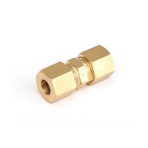China Compression Tube Pipe Fitting Brass Straight Coupling OD Connector factory