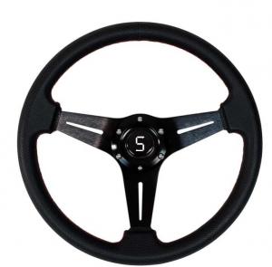 China 13.5 Inch Golf Cart Steering Wheels Black Three Spoke Slotted factory