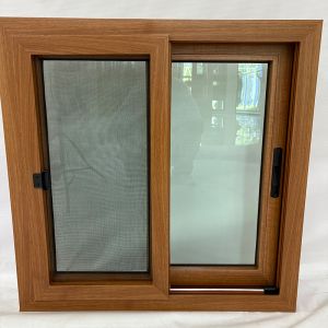 China UPVC Wood Foil Double Sliding Windows Custom European Style Energy Efficient factory