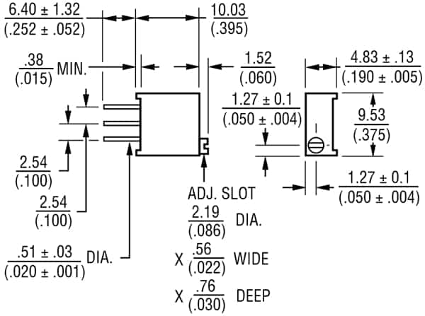 3296 Trim Pot Mechanical Dimensions