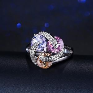 China Luxury Female Big Crystal Round Engagement Ring Cute 925 Silver Zircon Stone Ring Vintage Wedding Rings For Women factory