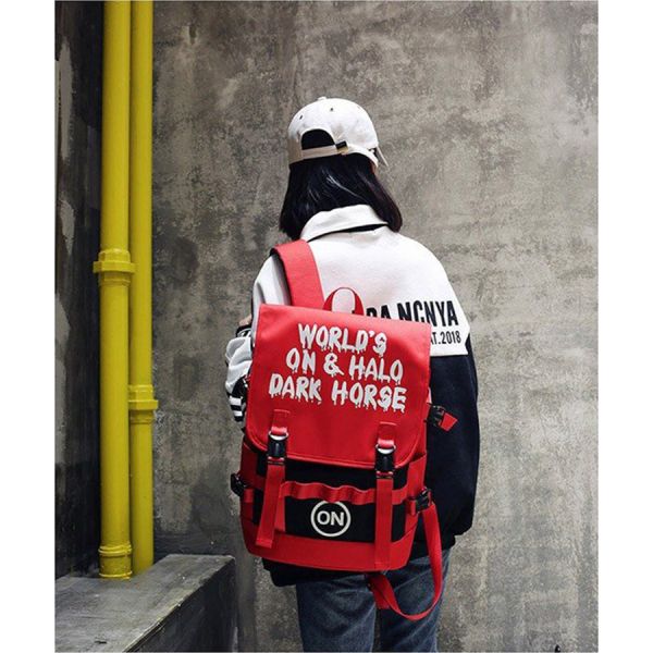 Student campus Japanese graffiti double shoulder bag 2018 color printing backpack men's Korean version