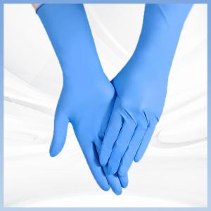 China Soft Blue Synthetic Nitrile Gloves Hand Protection Powder Free on sale