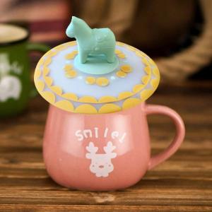 China Cartoon Customizable Leak Proof Silicone Tea Cup Lid Odorless And Non-Toxic Silicone Cup Lid on sale