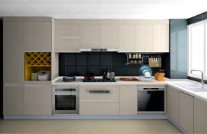 China ISO14001 Customized Luxury Laminate Kitchen Cabinet Set Acrylic White Kitchen Cabinets factory