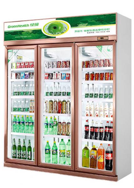 China Upright Cooler Commercial Glass Door Refrigerator Cold Drink Beverage Display factory