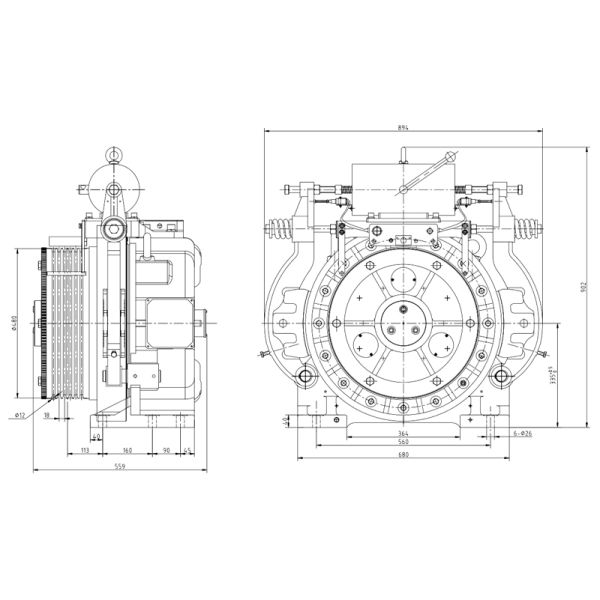 700kg Elevator / Lift Gearless Traction Machine Motor For Elevator Parts