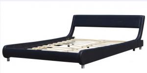 China Full Size Black Faux Leather Bed Frame Upholstered Platform OEM factory