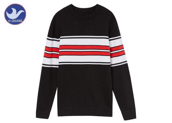 China Contrast Color Stripes Men'S Knit Pullover Sweater Anti - Shrink Young Boy Apparel factory