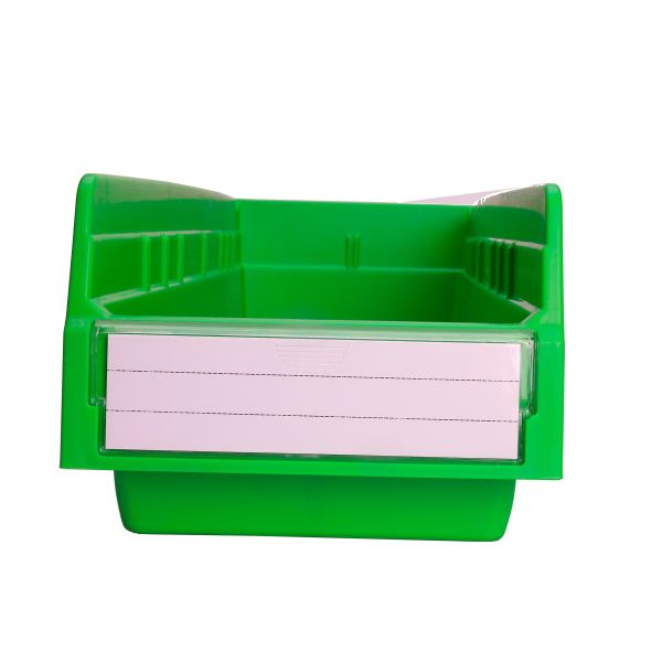 Office Classification Simplified with Stackable Plastic Shelf Bins in Solid Box Style