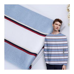 China 100% Cotton Striped T Shirt Fabric , Soft Double Yarn Cotton Striped Fabric factory
