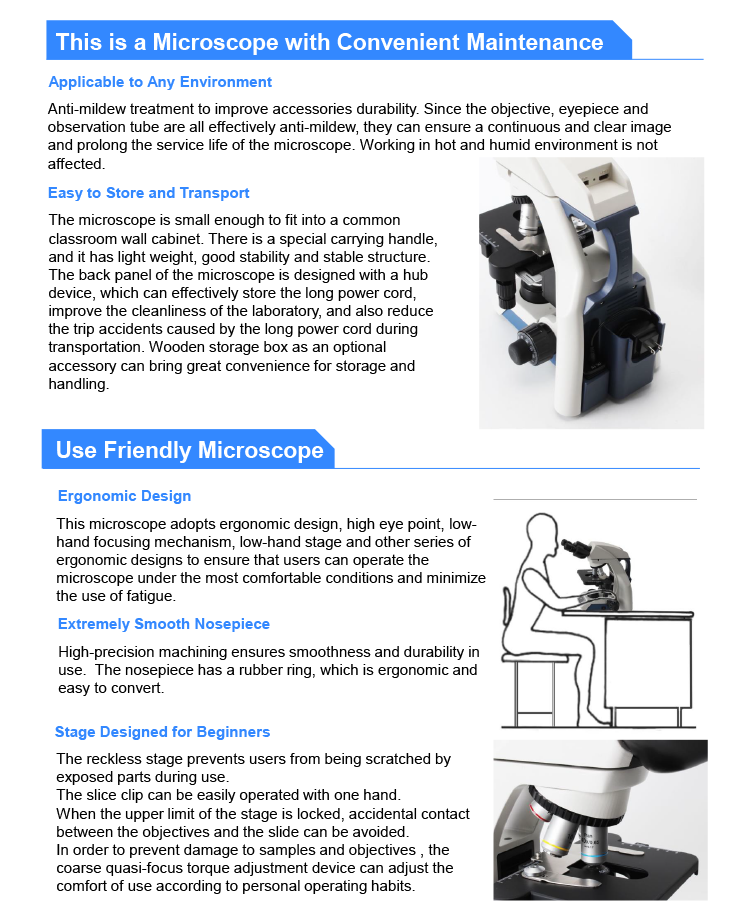 A12.1037 OPTO EDU Semi Plan Microscope Lab Quintuple Infinity