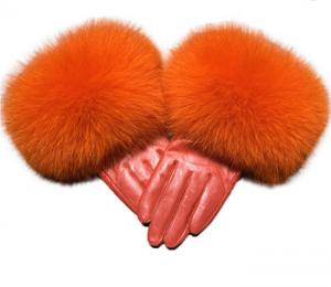China Windproof Women Mittens Gloves Genuine Sheep Skin Leather Outdoor Driving Fox Fur factory