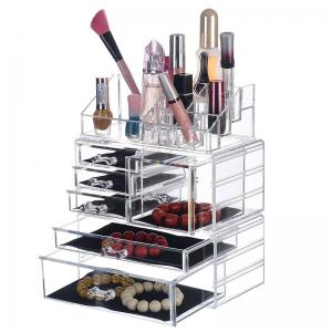 China Makeup Organizer Clear Acrylic Cosmetic Storage Drawers Transparent Jewelry Display Box on sale