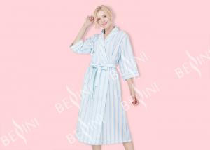 China Beautiful 3 4 Sleeve Nightdress , Womens Night Robes With Lace Placket 5CM Waist Tie on sale