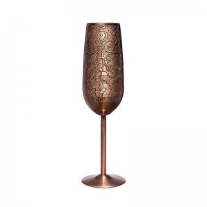 China 18/8 Stainless Steel Champagne Glass 200ml Etch Copper Plated Champagne Cup on sale