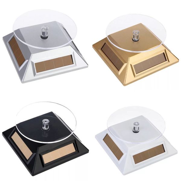 360 Degree Rotating Led Light Solar Display Stand For Displaying Mobile Phones Jewelry Watch