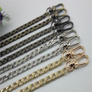 China High quality iron material full length 120 mm flat shape gold chain sling bag with snap hooks factory