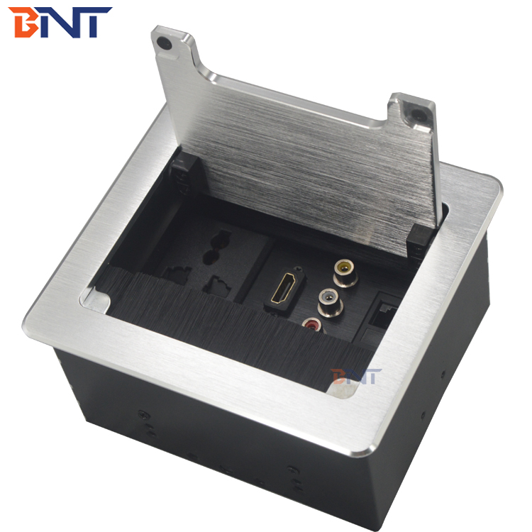 BNT ROHS certification dustproof desktop cable cubby with RJ45/RCA aluminum built in multifunctional meeting room desk s