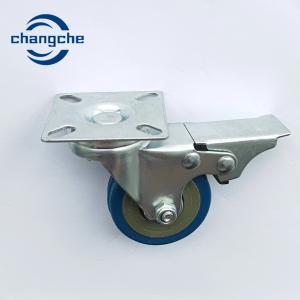 China 3 Inch Blue Industrial Caster Wheels with Flat Plate Stem factory