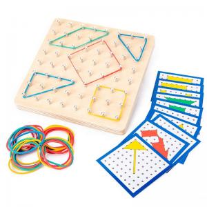 China Kids 15cm Tie Nail Wooden Math Toy Math Wooden Blocks Montessori Graphic Board on sale