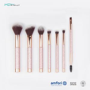 China Plastic Handle Nylon Synthetic Makeup Brushes Coffee Color Private Logo Accept on sale