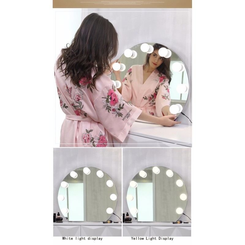 Makeup Circle Vanity Mirror With Lights / Bluetooth Led Desktop Mirror