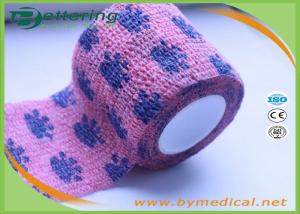 China Pink Colour paw printing Veterinary Non Woven Self Adhesive Flexible Wrapping Bandage Coflex Pet Bandage on sale