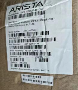 China Arista DCS-7050SX3-48YC8 All Optical Port 7050X3 Series 10/100G Data Center Switches on sale