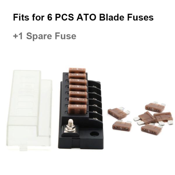 Marine 6 Circuit 12 Volt 30 Amp Universal Automotive Fuse Block Holder Box For Boats