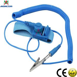 China RoHS EPA Copper Button Blue 3.6m Cord ESD Wrist Strap factory