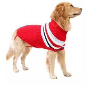 China Stripe Big Dog Sweater Winter Warm Chihuahua Golden Retriever Coat Puppy Suit on sale