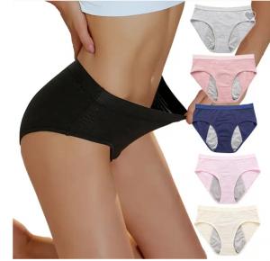 China In Stock 3 Layers Multi Color Leakproof Menstrual Panties  Cotton Brief Absorbent Period Underwear For Women factory