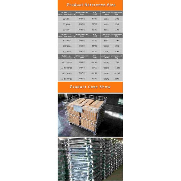 Galvanized Folding Wire Cage 1.5T Stackable Storage Cages