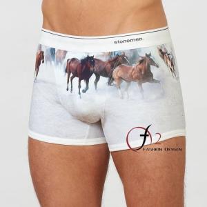 China Mens 3d horse animal print underwear premium stretch cotton boxer briefs customise second skin white underwear for creat factory