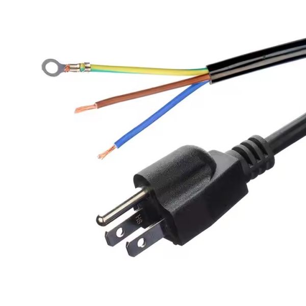 ETL Certified 3-Copper Core SJTW 10/12/14 Awg 3 Prong PVC Insulated Wire Nema 5-15p To Bare End AC Power Cords