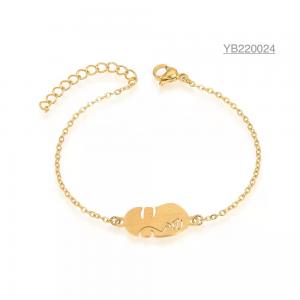 China Luxury Stainless steel hand chain 14k gold abstract girl face painting bracelets factory
