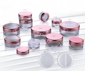 China Empty Cosmetic Compact Containers Round Plastic Transparent Loose Powder Case 20g factory